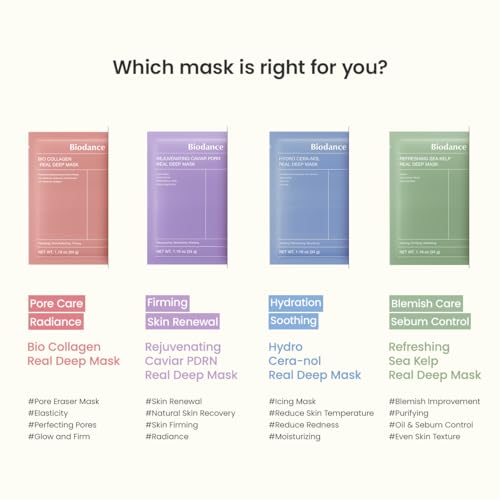 BIODANCE Bio-Collagen Real Deep Mask, Hydrating Overnight Hydrogel Mask, Pore Minimizing, Elasticity, Plumping Improvement, Korean Skin Care, Gifts for Women | 1.19oz(34g) x 4ea