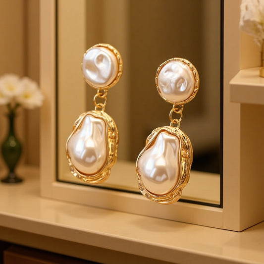 Korean Style Elegant Fashion Baroque Pearl Earrings