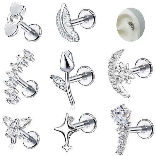 Stainless Steel Zircon Ear Lip Nose Nail