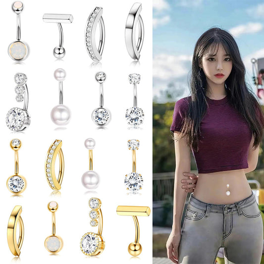 Stainless Steel Belly Button Ring Set Of 8 Pieces
