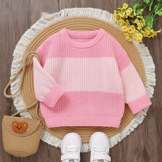 Infant Knitted Striped Round Neck Top